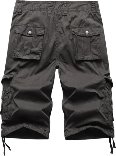 Vista 6 de Pantalones cortos de carga para hombre, con múltiples bolsillos, de sarga de algodón, de ajuste relajado, camuflaje para exteriores