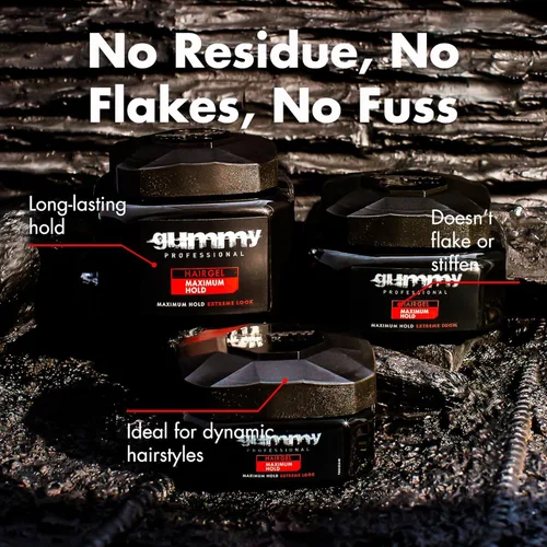 Vista 4 de Gummy Gel profesional para el cabello para hombres y mujeres – Gel de peinado de fuerte sujeción para looks de espalda resbaladiza, rizos, trenzas