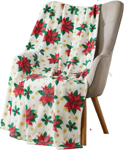 Vista 37 de Manta de Forro Polar para las Fiestas Navideñas: Corona Tradicional de Decoración del Hogar con Saludos Cheers Merry Peace Joy sobre Fondo Beige