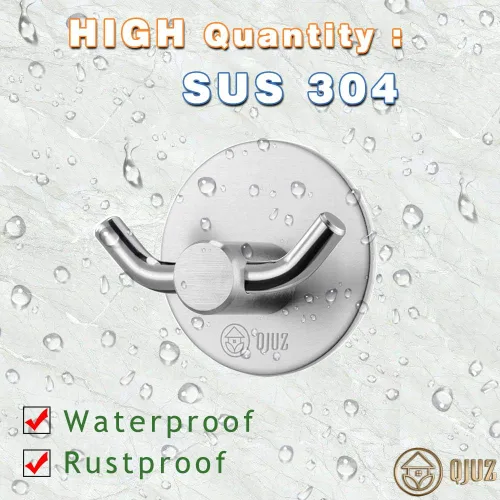 Vista 5 de QJUZ Gancho para bata de doble punta, ganchos adhesivos, ganchos de pared resistentes, ganchos para toallas de acero inoxidable, gancho de ducha
