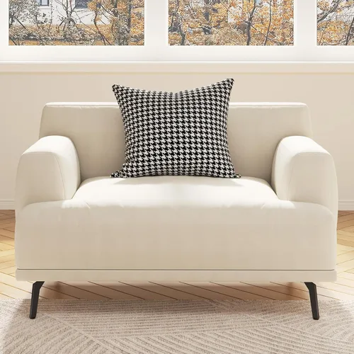 Vista 13 de Sofá modular de 3 plazas, moderno sofá modular de ocio, 82.6 pulgadas Wooden Frame, Metal Legs, Soft Cotton-Linen Fabric, Easy to Install