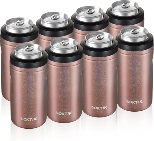 Vista 27 de COKTIK 4 en 1 enfriador de latas aislado, enfriador de latas delgadas de doble pared para latas de 12 oz regulares o delgadas y botellas de cerveza