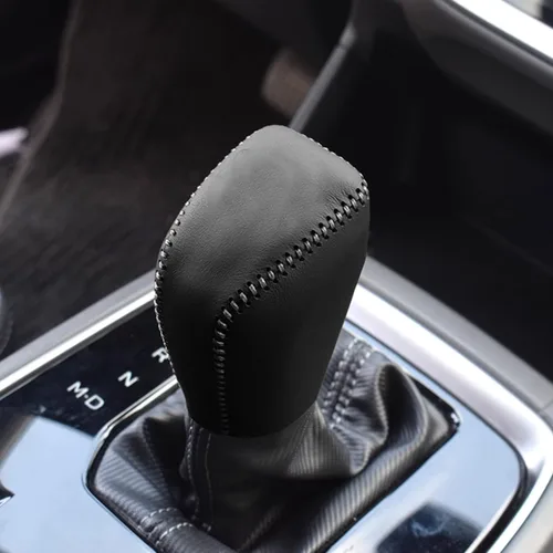 Vista 6 de Cubierta de Cuero para Pomos de Palanca de Cambios de Automóvil, Cubierta de Mango de Engranaje de Palanca de Cambios para Subaru Crosstrek/Impreza