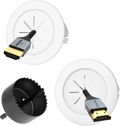 Vista 11 de VCELINK Kit de gestión de cables en pared, mini cable de pared de 2.44" (62 mm) para cables de TV/coaxial/HDMI/altavoces, incluye 2 pasos, soportes