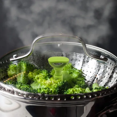 Vista 6 de Cesta de vapor plegable de acero inoxidable (7-11 pulgadas) con mango resistente al calor, ideal para cocinar mariscos, verduras, frutas, expandible