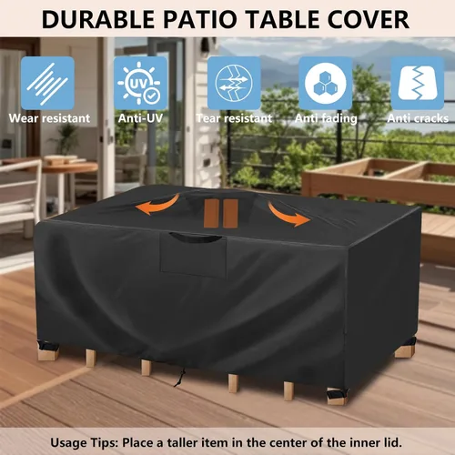 Vista 11 de Fundas impermeables para muebles de patio, 110 pulgadas de largo x 84 pulgadas de ancho x 28 pulgadas de alto, fundas resistentes para muebles