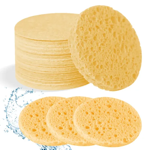 Vista 18 de Esponjas faciales comprimidas de celulosa natural, esponja facial de forma redonda, para limpieza facial, exfoliación y eliminación de maquillaje