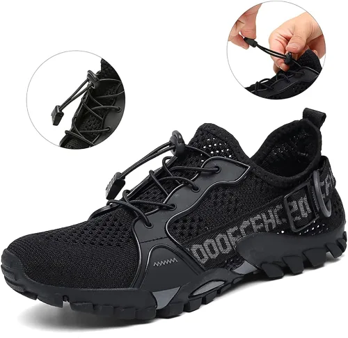 Vista 5 de TANGYUGEN Zapatos de agua para hombre y mujer, zapatos de senderismo al aire libre, secado rápido, zapatos acuáticos para playa, senderismo