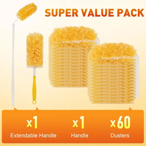 Vista 5 de Recargas de plumero resistentes, kit de plumeros desechables para limpieza y limpieza de muebles, persianas, ventiladores de techo, superficies
