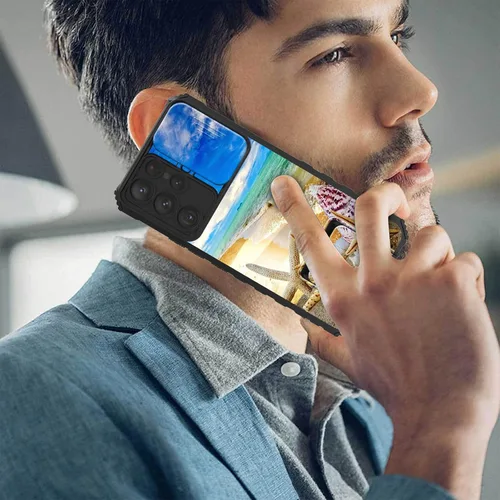 Vista 4 de FUYOCWE Funda para Samsung Galaxy S22 Ultra con cubierta para cámara deslizante, resistente Defender Kickstand Protector de lente de cámara Funda