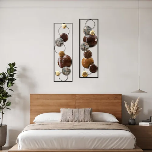 Vista 8 de LuxenHome - Arte de pared de metal, 2 piezas, decoración abstracta de pared