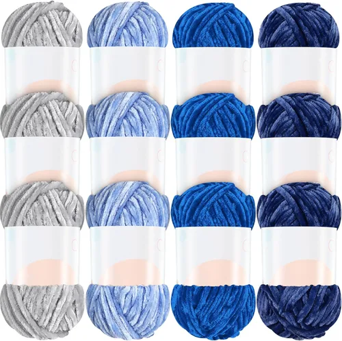 Vista 12 de Xinnun 12 madejas 1116 yardas hilo de felpilla de terciopelo suave grueso de felpa a granel para crochet tejer manta manualidades DIY tejido, 6mm