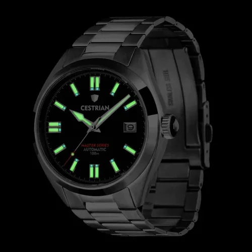 Vista 5 de Cestrian Master Series Black Dial Steel Bracelet Automatic Mens Watch