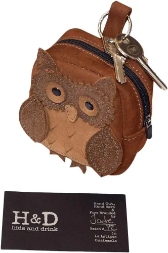 Vista 6 de Hide & Drink, Owl Mini Mochila Cuero MonederoCarteraCasoCable PouchSD Card HolderUSB Organizador, Hecho a mano Incluye 101 años de garantía Swayze