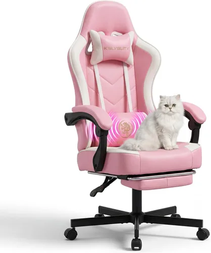 Vista 16 de Silla de escritorio para juegos para computadora, silla de oficina ergonómica de respaldo alto con reposapiés y soporte lumbar, sillas giratorias