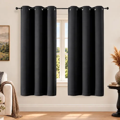 Vista 75 de Simplebrand Cortinas blancas puras de 96 pulgadas de largo para oscurecer la habitación, juego de 2 paneles para dormitorio/sala de estar, bloqueo