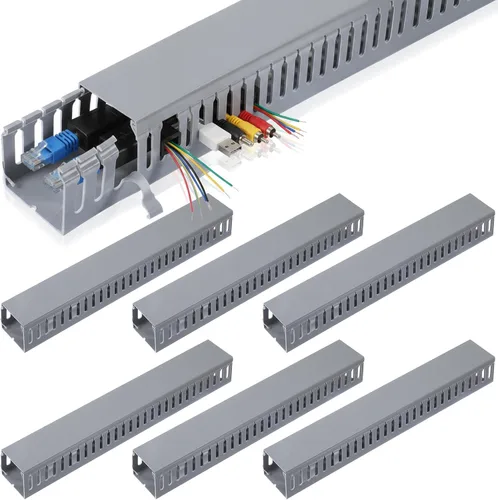 Vista 8 de Conducto de cable de canal de cableado de ranura abierta de 6 piezas para ocultar cables, alambres Oculto, ajustable, fácil de instalar, evita