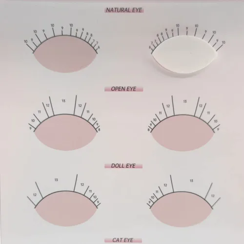 Vista 2 de 20 esponjas de práctica en forma de ojos y 5 hojas de tarjetas de ejercicio de mapeo de pestañas para principiantes de pestañas suministros