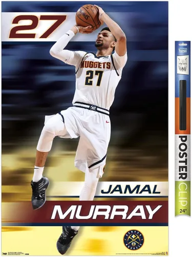 Vista 17 de Trends International NBA Denver Nuggets - Póster de pared de Jamal Murray 19, 14.725 x 22.375 pulgadas, versión enmarcada de madera de granero
