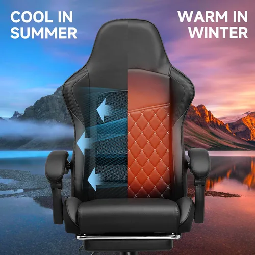 Vista 3 de GTPLAYER Gaming Chair, High Back Leather Computer Gaming Chair with Footrest, Ergonomic Height Adjustable Office Chair with Removable Cover and