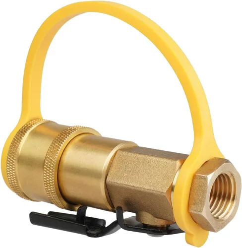 Vista 4 de South Bend Components Válvula de cierre de propano RV de 1/4 pulg. de conexión rápida hembra para propano/gas natural/aire, 100% latón sólido