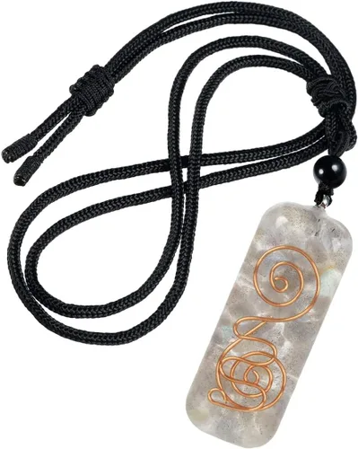 Vista 5 de Nupuyai Collar con colgante de cristal de orgón curativo ajustable para mujeres y hombres, colgante de piedra de amuleto de cristal con cuerda negra