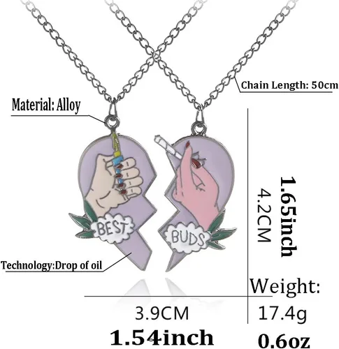 Vista 2 de Collar para mejores amigos de Buds, 2 juegos de collares con colgante de corazón dividido BFF para niñas