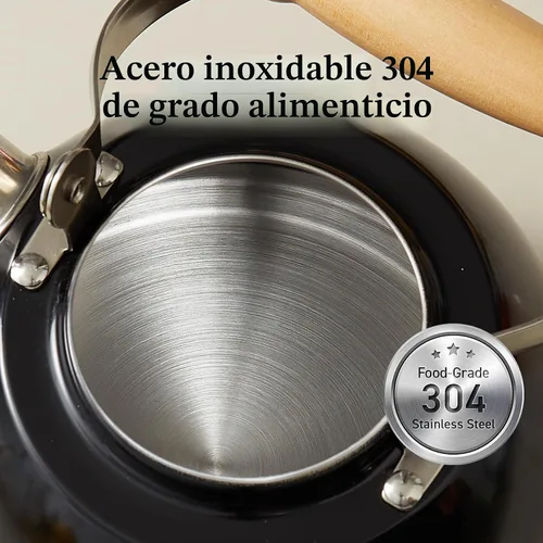 Vista 5 de ROCKURWOK - Tetera de estufa, tetera con mango ergonómico de tacto frío, tetera de acero inoxidable de grado alimenticio, tetera de estufa, tetera