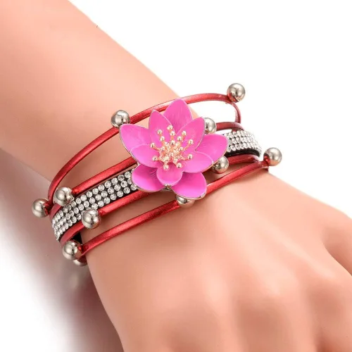 Vista 8 de Brazalete de pulsera con dije a presión, joyería de poliuretano trenzada, botón a presión, Cuero
