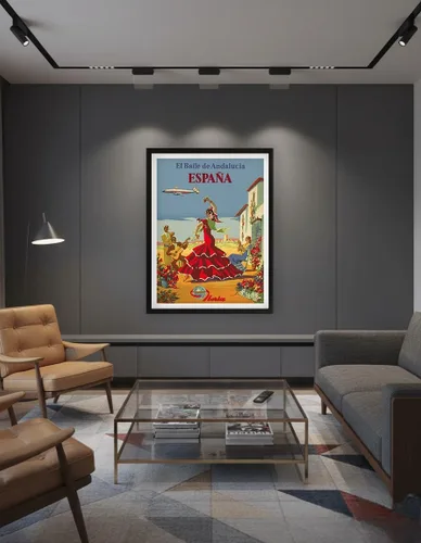 Vista 7 de España (España) - La danza de Andalucía (El Baile de Andalucia) - Iberia Air Lines of Spain - Póster vintage de viaje de aerolínea c.1950s