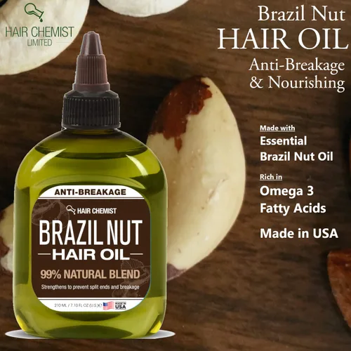 Vista 3 de Hair Chemist Aceite para el cabello 99% natural, nuez de Brasil, 7.1 oz.