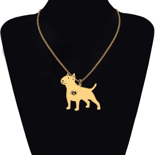 Vista 2 de Stainless Steel Cute Pit Bull Terrier Necklace Dog Pendant 18K Gold Plated Jewelry Pitbull Gifts for Women Dog Lovers