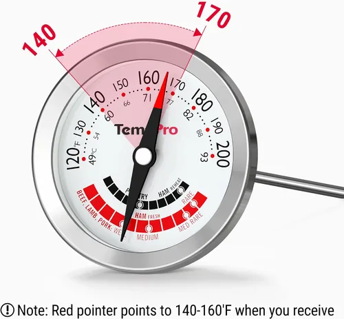 Vista 9 de ThermoPro APT200 2 Piezas Termómetro de Carne para Cocinar con Dial Extra Grande de 2 Pulgadas, Termómetro de Cocina de Dial Analógico con Sonda