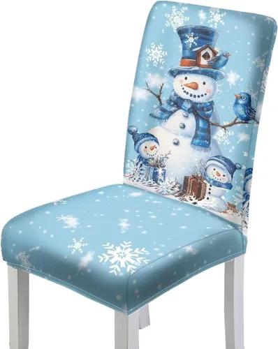 Vista 11 de HUGS IDEA Juego de 4 fundas para sillas de comedor de Navidad, fundas elásticas para sillas de cocina, fundas elásticas para sillas de comedor