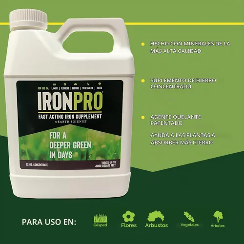 Vista 2 de Earth Science IronPro Concentrado de hierro líquido de acción rápida, 32 onzas, suplemento de hierro para césped, plantas, jardines, corrige