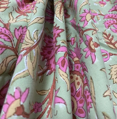 Vista 161 de Ridhi Mantel redondo estampado a mano color rosa flamenco 110 pulgadas 100%