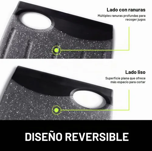 Vista 4 de Mini tabla de cortar, plástico de 7.48 pulgadas, bordes antideslizantes, múltiples ranuras para jugos, apta para lavavajillas, sin BPA, mango