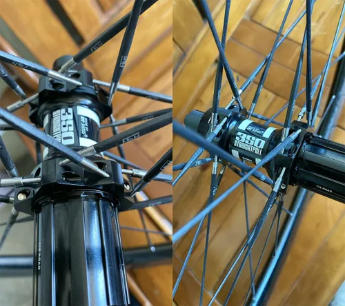 Vista 7 de Material de fibra de carbono Radios de bicicleta de 9.724 in - 12.087 in con tapas de cobre, cubo de tracción recta, radios de rueda plana recta