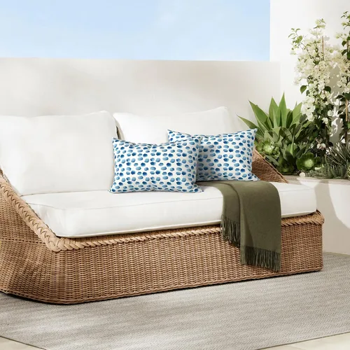 Vista 7 de DYTXIII Paquete de 2 almohadas lumbares impermeables para exteriores con rellenos, 12 x 20 pulgadas, almohada decorativa rectangular para patio
