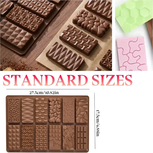 Vista 4 de 1 molde de silicona para chocolate, molde cuadrado de silicona, molde de barra de chocolate antiadherente, molde de chocolate reutilizable