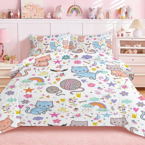 Vista 10 de Juego de edredón de mariposa tamaño individual, juego de ropa de cama estética morado, edredón de microfibra de mariposa lavanda con 2 fundas