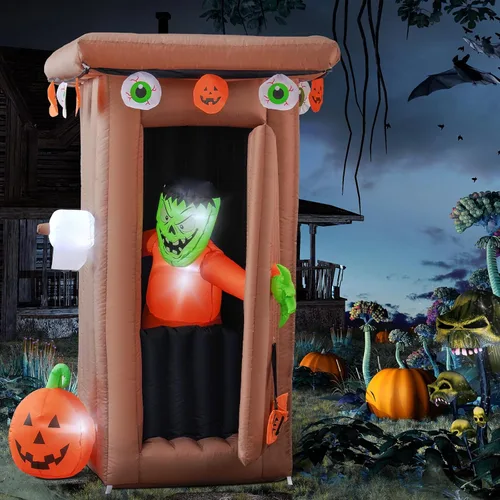 Vista 7 de Amazingforless - Decoración inflable de Halloween para patio inflable de Halloween con luces LED brillantes, tela resistente a la intemperie