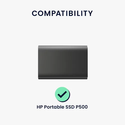 Vista 6 de kwmobile Funda de silicona compatible con HP Portable SSD P500 - Funda protectora para unidad SSD - Negro