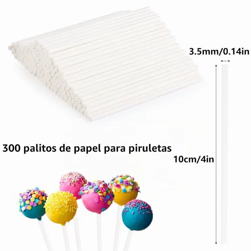 Vista 2 de 300 palitos de papel blanco de 4 pulgadas, palitos de lechón de papel, palitos de pastel para decoración de pasteles, chocolate, galletas, caramelo