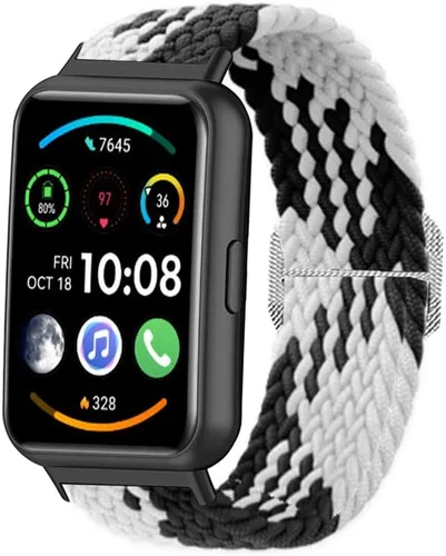 Vista 5 de Correa de reloj compatible con Huawei Watch FIT 2, correa de reloj deportiva de tejido suave transpirable ajustable de tela tejida elástica