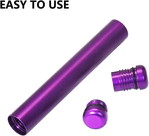 Vista 3 de Contenedor de tubo de metal hermético portátil de alta calidad, cabe en el bolsillo o bolso, ligero y apto para viajes (paquete de 3)