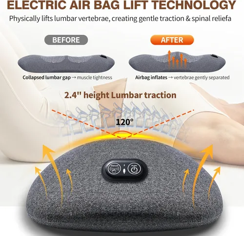 Vista 6 de 3-en-1 masajeador de espalda recargable inalámbrico almohada lumbar batería