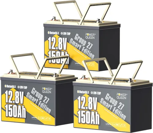 Vista 15 de Power Queen - Batería de litio LiFePO4 de 12 V 100 Ah para RV, marina, remolque Group 24, Bluetooth 5.0, Low-Temp Protection, 6000+ Deep Cycles