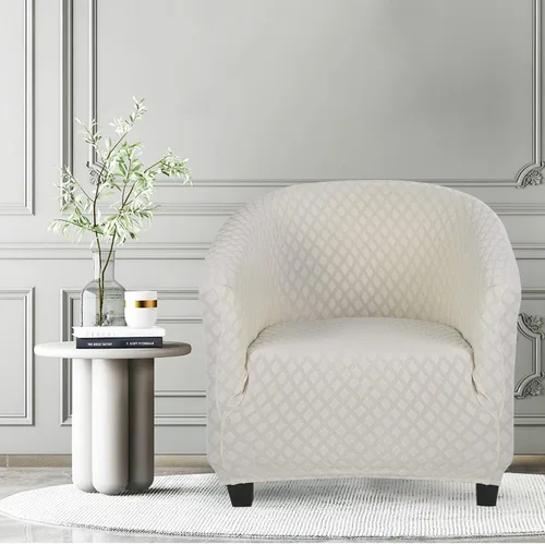 Vista 2 de SearchI - Funda elástica para silla de club, fundas para silla de barril, fundas de jacquard para silla de bañera, fundas de elastano para sillón