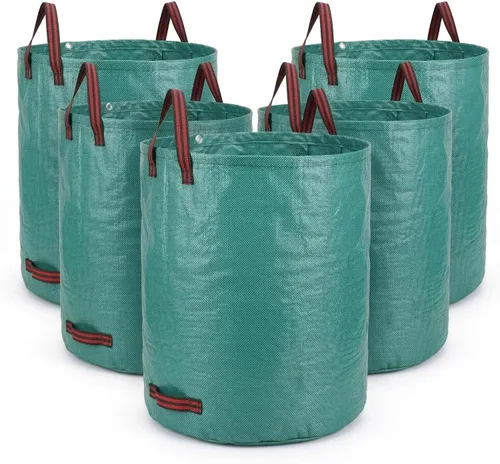 Vista 9 de Paquete de 2 bolsas de hojas reutilizables de 53 galones, bolsas de basura para césped y patio con amplia apertura, bolsas de jardín plegables